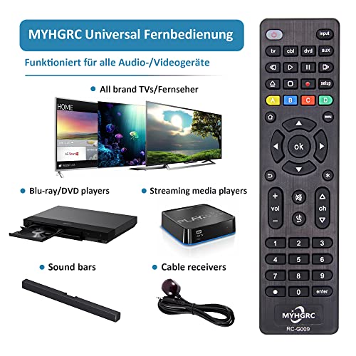 MYHGRC Mando a distancia universal para todos los televisores, reproductores de Blu-ray/DVD, reproductores multimedia de streaming, barras de sonido, receptores de cable y todos los dispositivos de - imagen 3