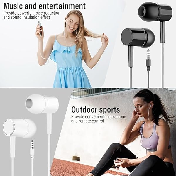 Lifeatlas 2-Pack 3.5mm Wired Earbuds - Premium in-Ear Headphones with Mic, Crystal Clear Calls & Noise Isolation (Black & White) - Image 6