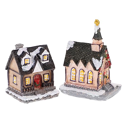 ERINGOGO Mini Luminous House Decorations Christmas Village House Micro Decoration Xmas Supply