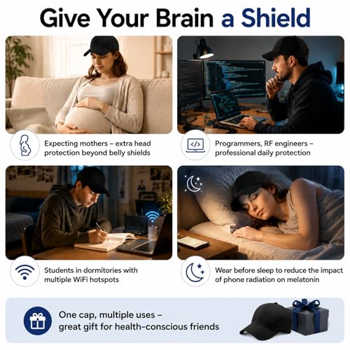 Image of Faraday Hat 100% Silver Lined RF Shielding Baseball Cap for Men Women | Blocking 99% Cell Phones 5G WIFI Bluetooth,Protection Hat,Adjustable for Adults