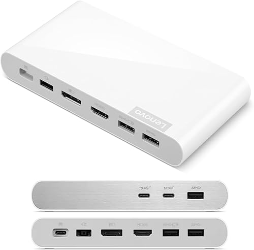Lenovo Base universal USB-C 500  Estación de acoplamiento USB C para laptop  Pantalla dual a 4K  1DP 1.4 y 1 HDMI 2.0  100W  Carga para laptop  2