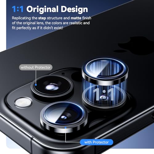 Image of Supershieldz CAM-Guard 3D Camera Lens Protector Ring for iPhone 16 Pro Max | 16 Pro, Keep Original Design and Color, 9H Hardness, Easy Installation - Black Titanium