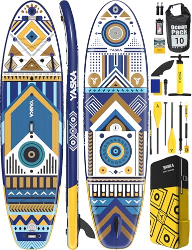 YASKA Inflatable Stand up Paddle Board 11ft with Premium SUP Accessories,Extra Wide Design Non-Slip...