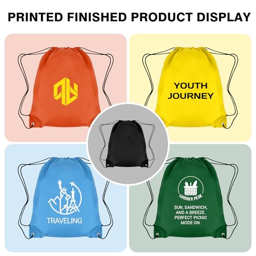 Image of Custom Drawstring Bags 100 /200 Pack Personalized Bulk with Logo Text Name, Customizable Cinch String Sports Backpacks, Personalized Sling Tote Bag for Gym, Sport, Event, Travel, Gift, Activity