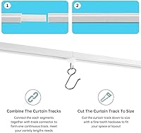 Vista 3 de Riel de Cortina Autoadhesivo para Techo o Pared Sin Taladro, Barra de Cortina 8FT/96 Pulgadas, Colgadores de Riel de Cortina Sin Daños, Para