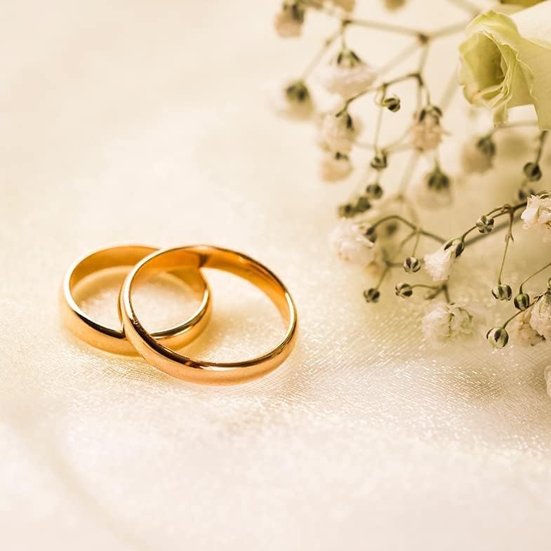 Ensemble de bagues de mariage de 4 mm, plaqué or 14 carats, ensemble de bagues de mariage assorties pour Couple, personnalisé, ensemble de bagues de mariage en argent pour hommes et femmes