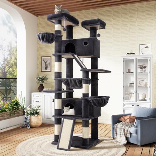 SHA CERLIN 81in Multi-Level Tall Cat Tree Tower for Indoor Kittie...