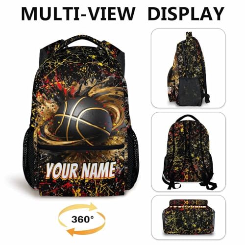 Boys Backpack for School Casual Travel, Personalized Custom Name Basketball Backpacks for Kids Teens Basketball Team - Image 7
