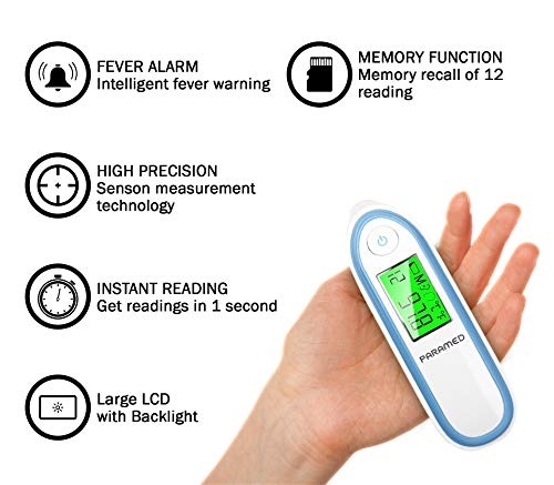 Digital Forehead and Ear Thermometer by Paramed - Instant Scan Dual Function Baby Infrared Medical Thermometer - Backlight Display with Fever Alarm - Clinically Calibrated for Adult Kids Infant - Thumbnail 7