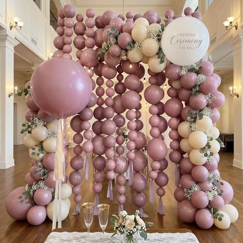 Image of Dusty Pink Linking Balloons, 100PCS 6 Inch Small Blush Pink Link Balloons for Making Balloon Wall Heart Arch, Quick Linked Balloon for Wedding Birthday Bride Baby Shower Graduation Party Decorations