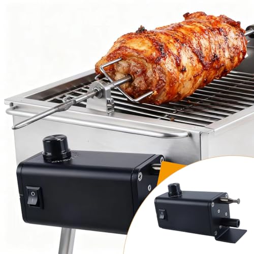 Durlo Grill-Drehspießmotor, Tragbarer Elektrischer Grill-Drehspießmotor (10 W, 5 V – 12 V) Mit Einstellbarer Geschwindigkeit, USB-Kabel, Für Picknick, Camping, Lagerfeuer, Küche