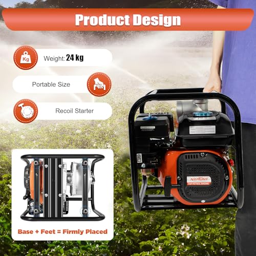 Image of Neptune Simplify Farming NPP-40 Turbo Water Pump | 6.5 HP 4-Stroke Petrol Engine | 4-Inch Outlet | 3600 RPM High Performance | 1200 L /min Max Flow | Perfect for Farming, Irrigation & Water Transfer