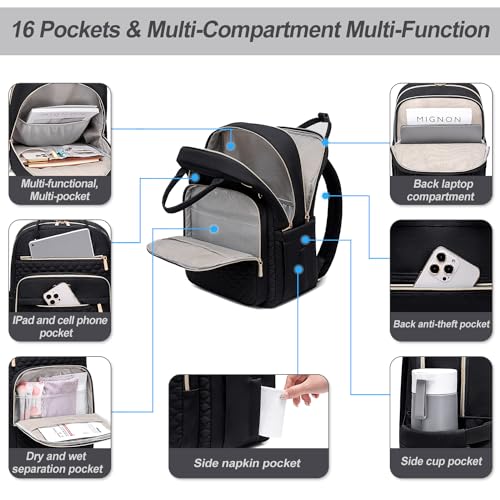 Image of Tealari Laptop Backpack for Women,15.6 Inch Laptop Backpack for Work,Waterproof Travel Backpack,College Bookbag with Wallet