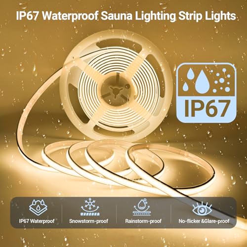 Tira LED COB 5m 3000K Blanco Cálido para Sauna IP67 miniatura 3