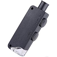 Espeedy Microscopio de bolsillo con luz LED,60-100 x iluminado Mini microscopio del bolsillo de la lupa con luz LED