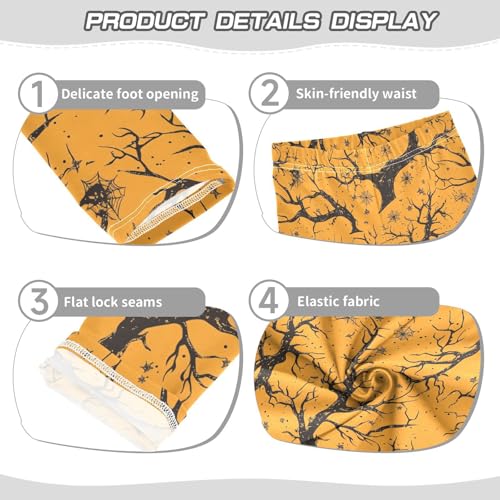 Halloween Tree Spider Orange Girls Casual Leggings for Kids Printed Long Pant Bottoms Stretch and Soft3