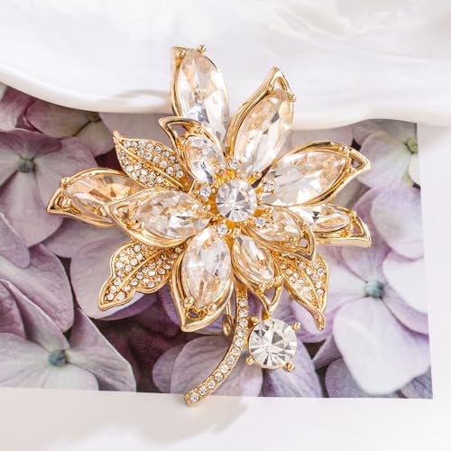 Image of Flower-shaped Elegant Brooch Pins for Women Wedding Broach