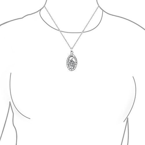 Miniatura 5 de Bling Jewelry Medalla religiosa unisex personalizada con medallón ovalado redondo de Santa Teresa San Cristóbal Collar con colgante para mujeres,
