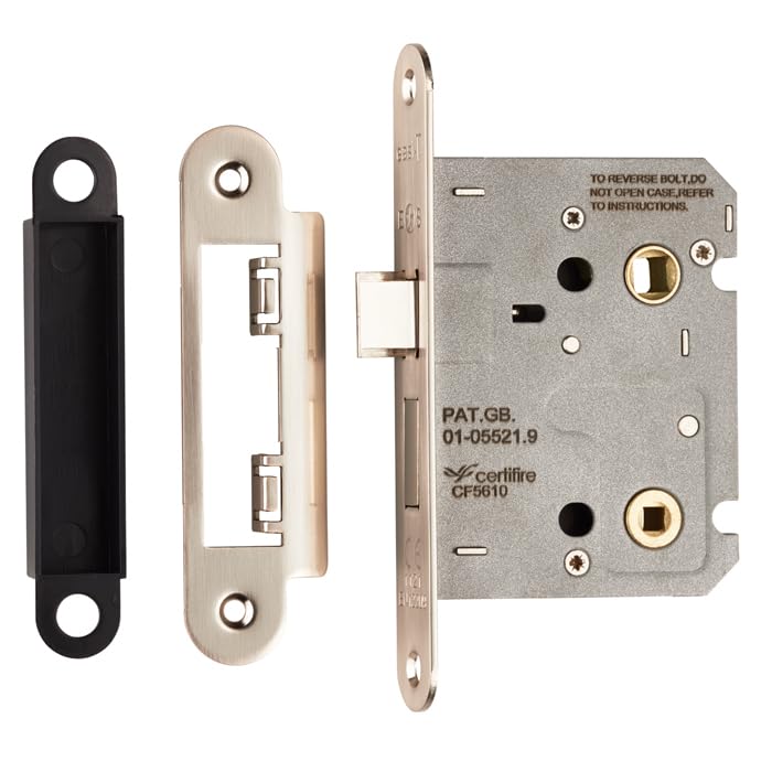Kooples Hardware Easi-T Residential Bathroom Lock Range – Mortice Bathroom Door Lock Case for Thumbturn and Release (Nickel Plate, 76mm)