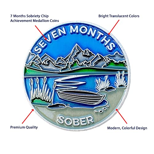 Image of The Achieve Mint 7 Months Sober Token | Seven Month Sober Chip | Non-AA Gift, Non-Religious Medallions for Men and Women Celebrating Sobriety