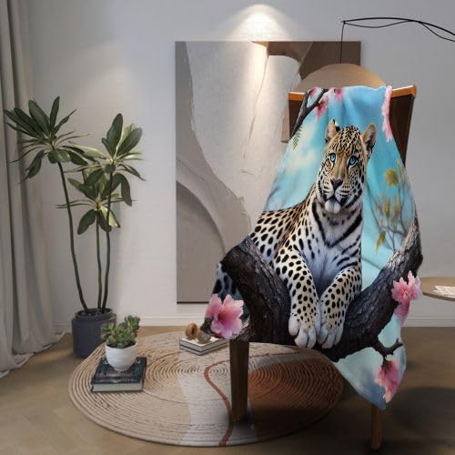Podwójny koc polarowy 220 x 240, zwierzę lampart, całkowity komfortowy koc 220 x 240 cm | Rozmiary king size, delikatna i trwała tkanina, luksusowy sen B216