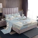 Nautical Bedding Set Twin, World Map Bed Sheets for Kids Boys Girls Teens, Retro Sailboat Sketch Fitted Sheet Ocean Theme, Coastal Anchor Compass Sheet Set, Retro Vintage Style Bedroom Decor 3Pcs