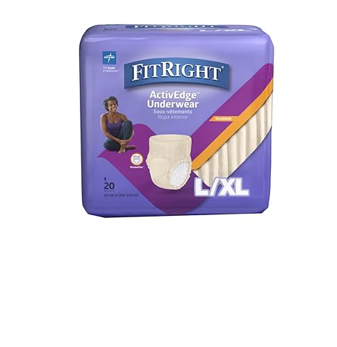 Medline FitRight Ropa interior ultra protectora para incontinencia para mujer, gran absorción, LXL, 40 a 56 pulgadas, 20 unidades