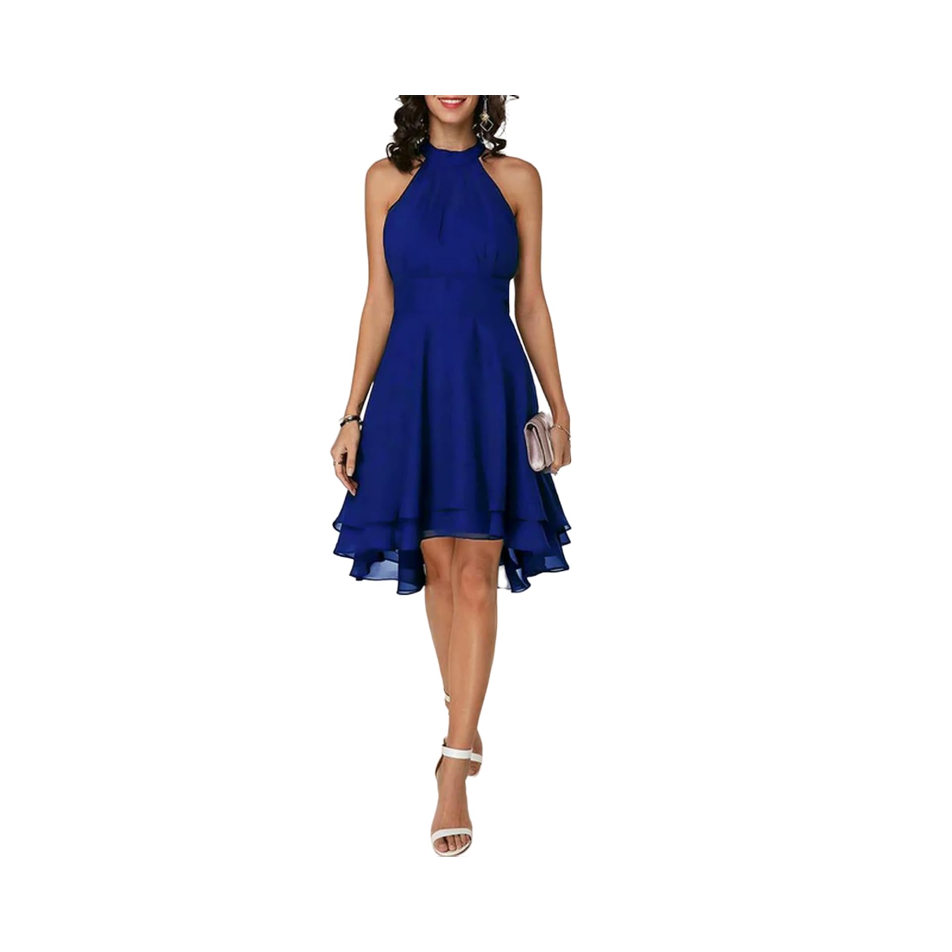 KWTF Vestido de graduación para Mujer, Ropa Elegante de Verano 2023, Vestidos Formales para Fiesta de Noche, Falda Midi Ajustada Lisa sin Mangas para Mujer