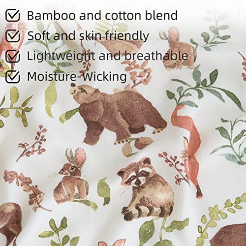 Lifetree Crib Sheets For Baby Boys Girls - Muslin Fitted Baby Crib Sheets Neutral Fits Standard Crib And Toddler Mattresses, Soft Bamboo Cotton Blend, Woodland Nursery, 28" X 52" X 9" #TOP4