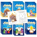 JAPBOR Christmas Nativity Coloring Books - 24PCS Mini Xmas Christian Story Color Book Bulk for Kids Party Favors, Religious Bible Small Colour Pages for School Classroom Church Drawing Painting Games