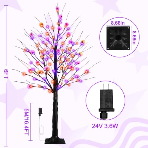 2pcs 6FT Halloween Decorations Black Spooky Tree Lights - Image 2