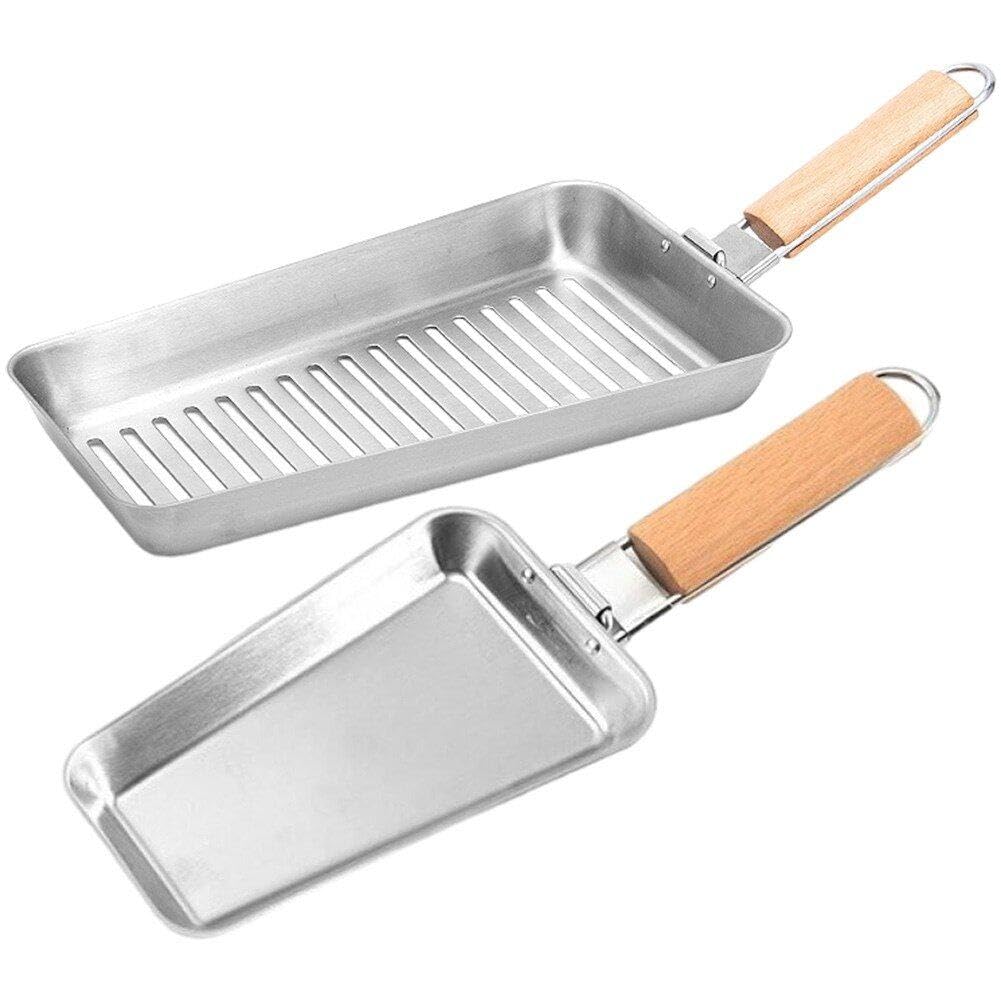 Bandeja para hornear y asar de acero inoxidable que evita quemaduras gracias a su madera
