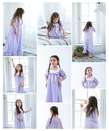 610 You Girls Summer Night Gowns, Purple Vintage Nightgown For Kids, Girls' Nightgowns & Sleep Shirts, 10-12 Years #TOP3