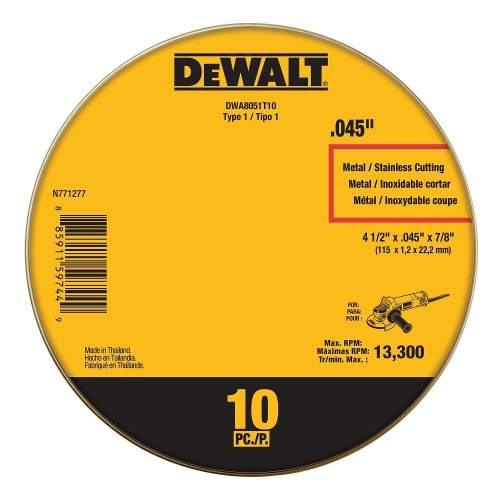 Dewalt 4-1/2In X .045In X 7/8In Metal Cut-Off Wheel-10 Pack