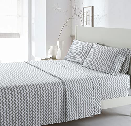 Royal Tradition 110Gsm Microfiber Sheets For Adjustable Beds (Top Split King Size, Chevron Print) 4Pc Soft And Wrinkle Resistant Sheets Set With 15" Deep Pockets #TOP1