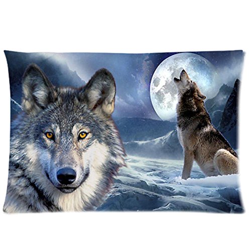COIEROEIR LLREAM Wild Wolf On Iceberg Custom Zippered Pillow Cases Soft and Confortable 20x30 (Twin Sides) L