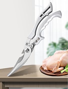 Heavy Duty Stainless Steel Kitchen Scissors, Professional Cooking and Poultry Shears for Bones, Turkey, Meat, Fish and Vegetables, 1-Pack