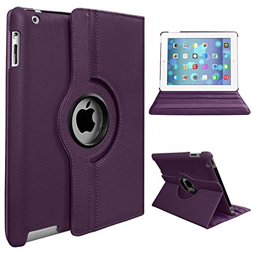 For Apple iPad 9.7 2017 5th Gen A1822 A1823 360 Degree Swivel Stand Smart Protective Cover(Purple)