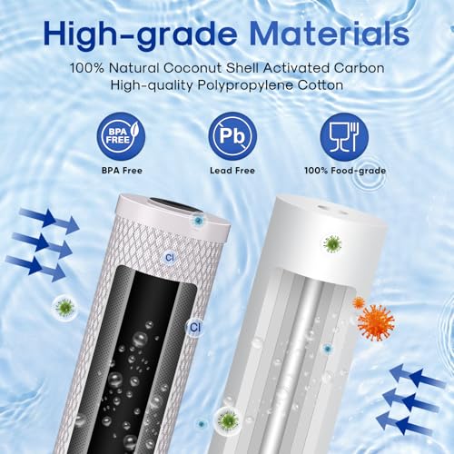 Image of ICEPURE 5 Micron 20 inch x 4.5 inch Whole House Water Filter Cartridge PP+CTO 2-Stage Sediment and Carbon Filter Set, Replacement for FC25B, EPM-20BB, CB-BB-20, DB20P, EP-20BB, CTO-F20B-5, F3WGB32BM, 2 Pack