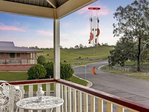 23" Loving Moon Wind Chimes For Outside Deep Tone Wind Chime And Moon-Shaped Memorial Wind Chimes With 4 Metal Tubes For Garden Patio Yard Home Quality Gift Balcony Festival Tree Garden Decoration #TOP2
