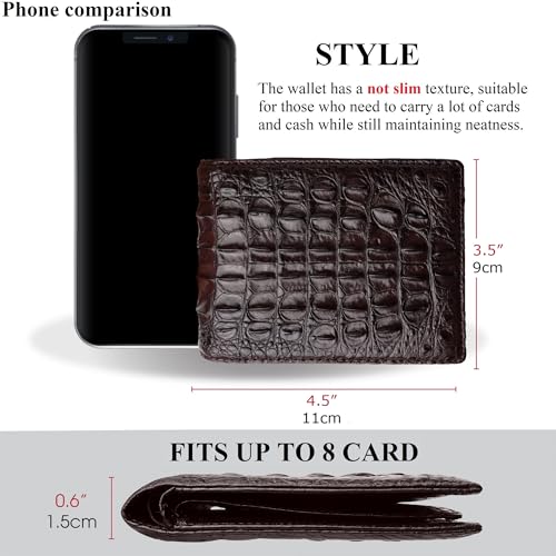Men Leather Wallet Croc RFID Blocking Front Pocket AIIigator Handmade Gift For Birthday Wedding Anniversary Father's Day4