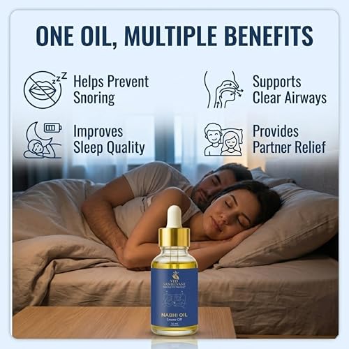 Image of Ved Sanjeevani Snore Off Nabhi Oil 30ml | Anti Snoring Oil for Men & Women | Ayurvedic Snoring Relief | Helps Reduce Snoring & Nasal Congestion | Sleep Support for Peaceful Sleep | Herbal Nabhya Dhara Formulation 30 ml