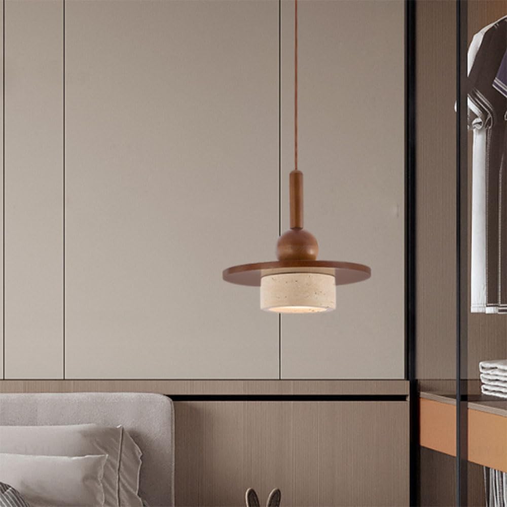 Minimalistyczna lampa sufitowa z kamienia naturalnego na stolik nocny, żółty trawertyn japońska lampa wisząca, nowoczesna lampa wisząca w stylu nordyckim do jadalni, sypialni