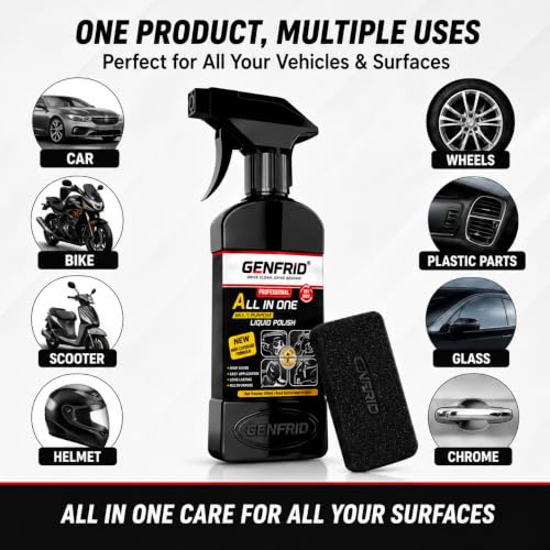 Image of All in One Multipurpose Liquid Polish for Car, Motorbike, Scooter, Household, Office Care | High Gloss | Easy Application | For Interior & Exterior Surfaces - 300mL with Applicator Pad.