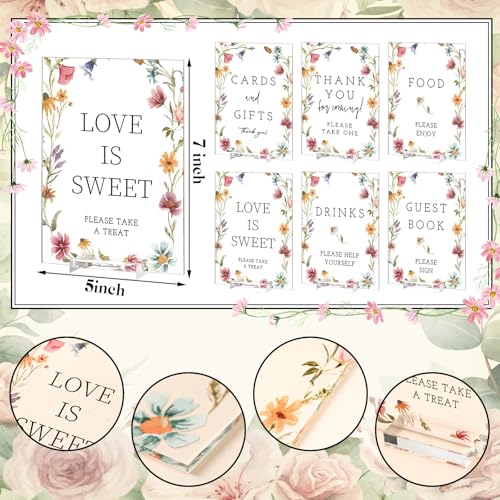 Image of Vercraft 6 Pcs Wildflowers Wedding Table Decorations | 5 x 7 inch Wildflower Wedding Decor, Bridal Shower Sign, Take One Thank You Acrylic Sign, Wedding Birthday Guest Gift Party Decor