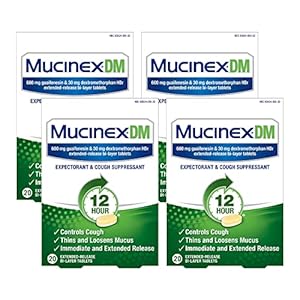 Mucinex DM 12-Hour Expectorant and Cough Suppressant Tablets, 20 Count (Pack of 4)