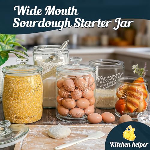 Image of 1 Gallon Glass Cookie Jar with Airtight Lid for Sourdough Starter | Large Wide Mouth Mason Jar for Baked Goods, Glass Storage Container for Pantry Organizer, Laundry Room, Flour, Dog Treats
