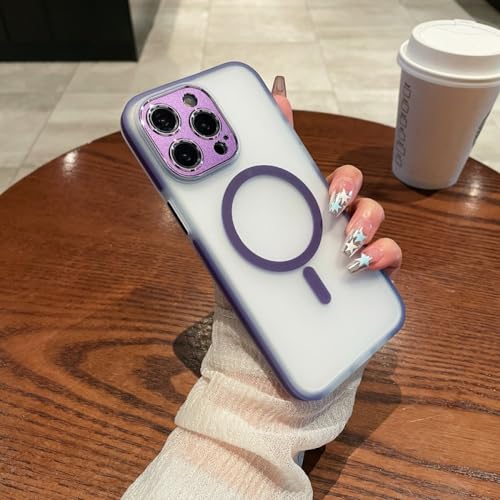 Coque magnétique iPhone 15 Pro Max violet foncé transparente mate