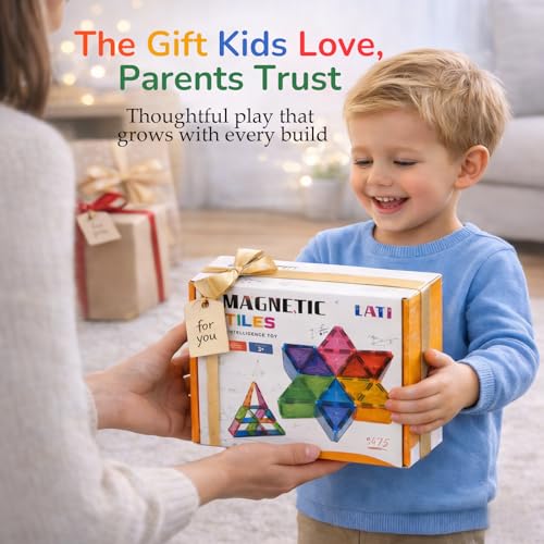 Image of LATI Magnetic Tiles Starter Set for Kids,Beginner Magnetic Building Blocks for Early Learning, Build in 2D & 3D, Open-Ended STEM Building Toy,Easy to Start for Early Builders,Toy Gift for Ages 3-6