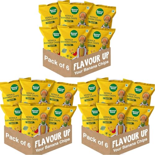 Image of Beyond Snack Nendran Kerala Banana Chips | Original Salted | Thin Crunchy Crispy Snack |600g (100g*6packs) (Pack of 3)